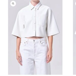 BLACK AGOLDE TOMINE SHIRT (VEGAN LEATHER) BLACK SiZE Small